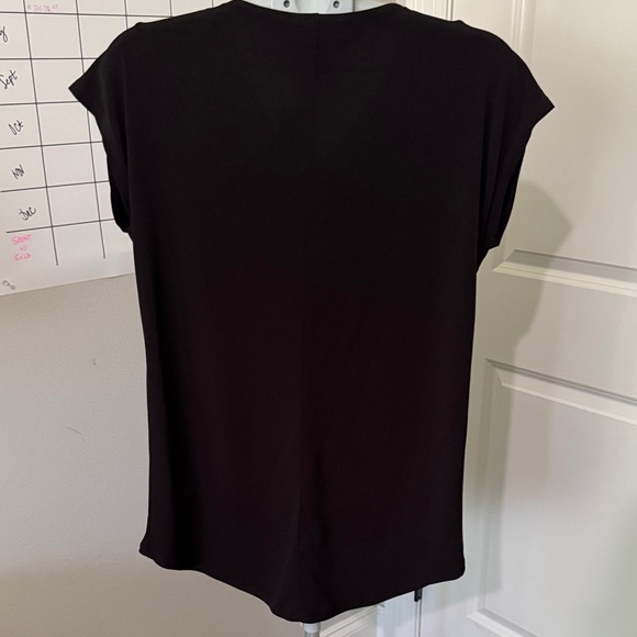 Carmen Marc Valvo Black V-Neck Blouse - Picture 6 of 8